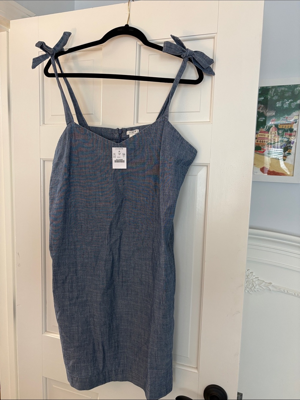 NWT J.Crew Factory Chambray Tie-Shoulder Summer Dress - Size L